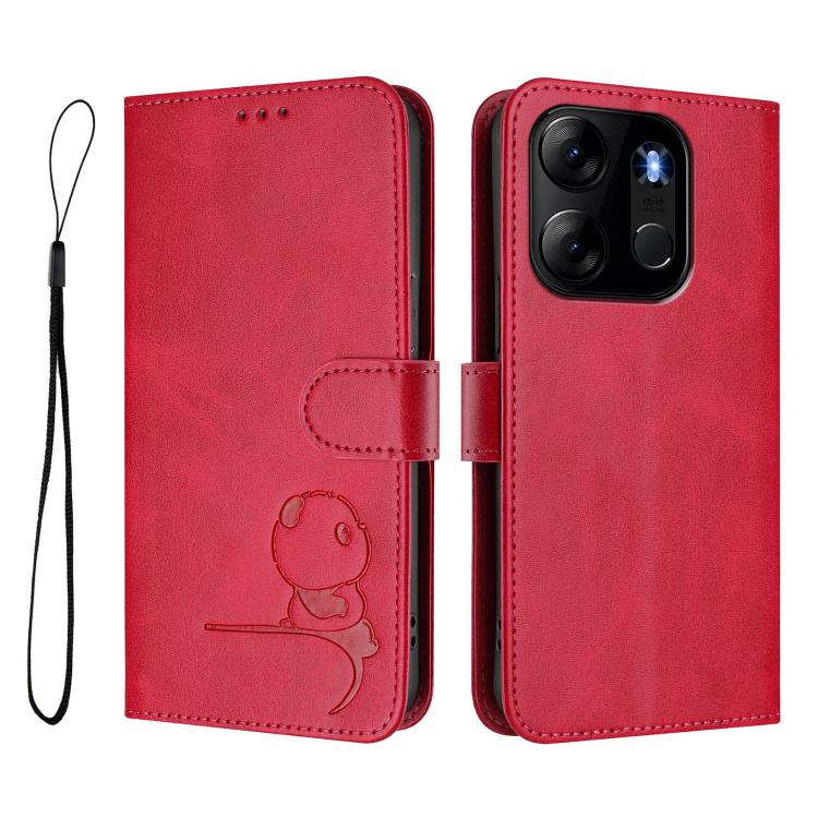For Infinix Smart 7 Global Litter Panda Embossing RFID Leather Phone Case with Lanyard