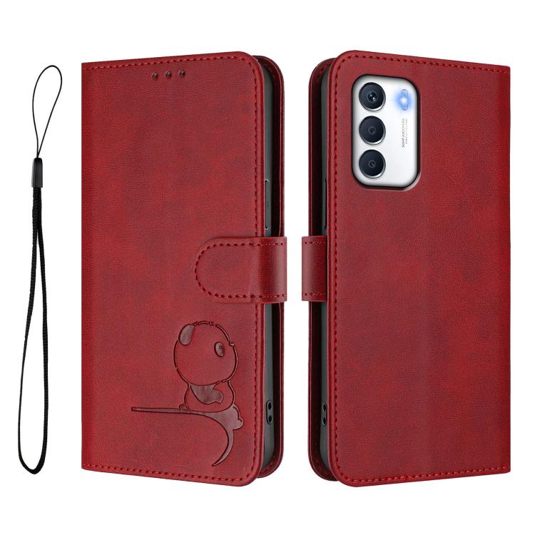 For Infinix Zero 5G 2023 Litter Panda Embossing RFID Leather Phone Case with Lanyard