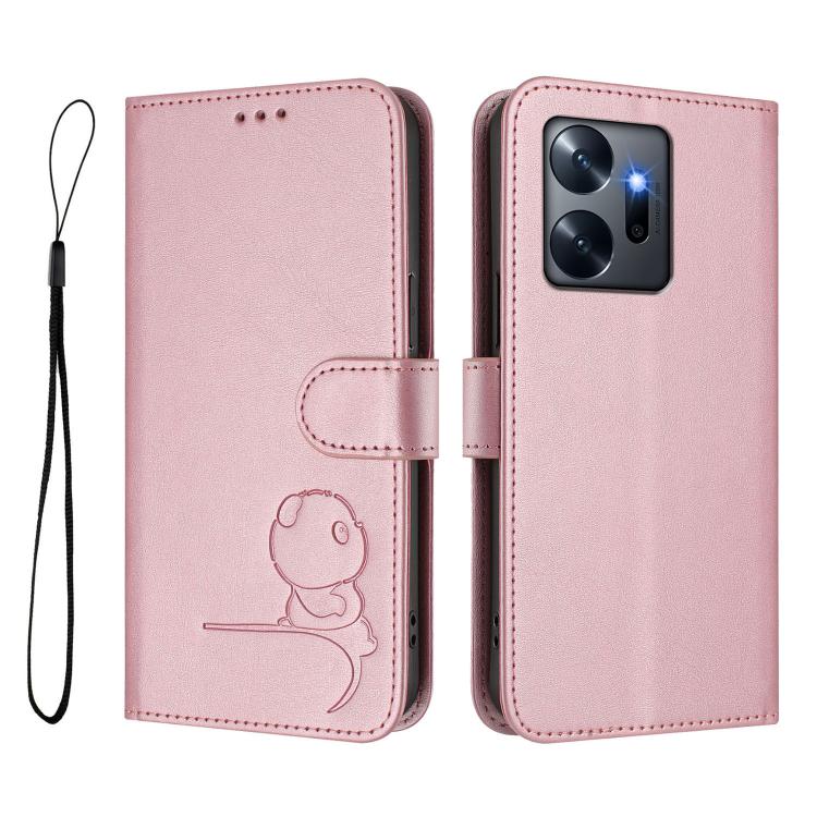 For Infinix Zero 20 Litter Panda Embossing RFID Leather Phone Case with Lanyard