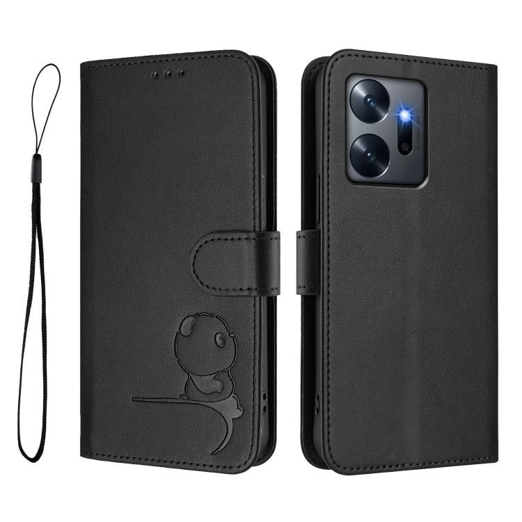 For Infinix Zero 20 Litter Panda Embossing RFID Leather Phone Case with Lanyard