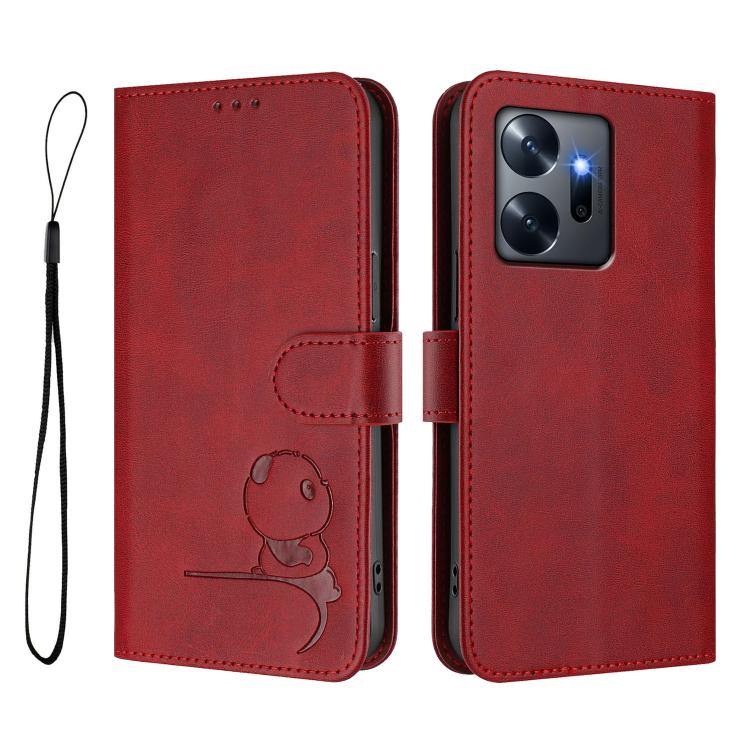 For Infinix Zero 20 Litter Panda Embossing RFID Leather Phone Case with Lanyard