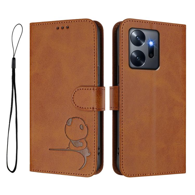 For Infinix Zero 20 Litter Panda Embossing RFID Leather Phone Case with Lanyard