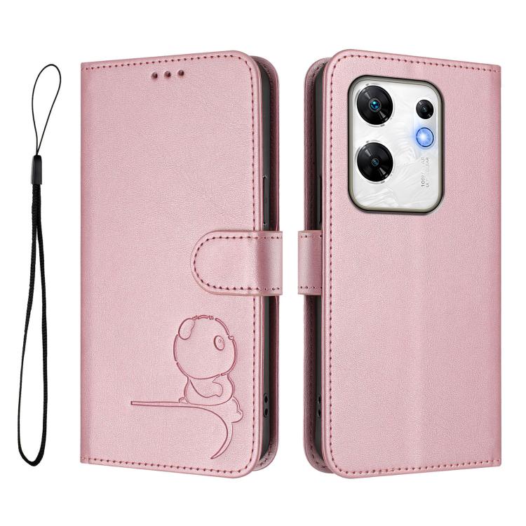 For Infinix Zero 30 4G Litter Panda Embossing RFID Leather Phone Case with Lanyard