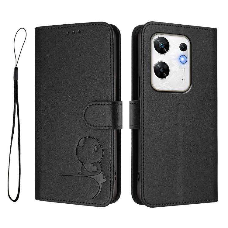 For Infinix Zero 30 4G Litter Panda Embossing RFID Leather Phone Case with Lanyard