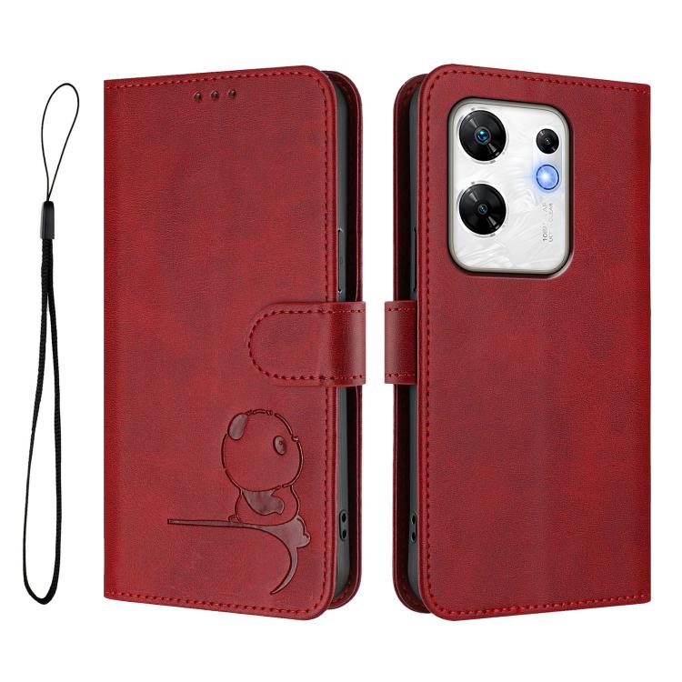 For Infinix Zero 30 4G Litter Panda Embossing RFID Leather Phone Case with Lanyard