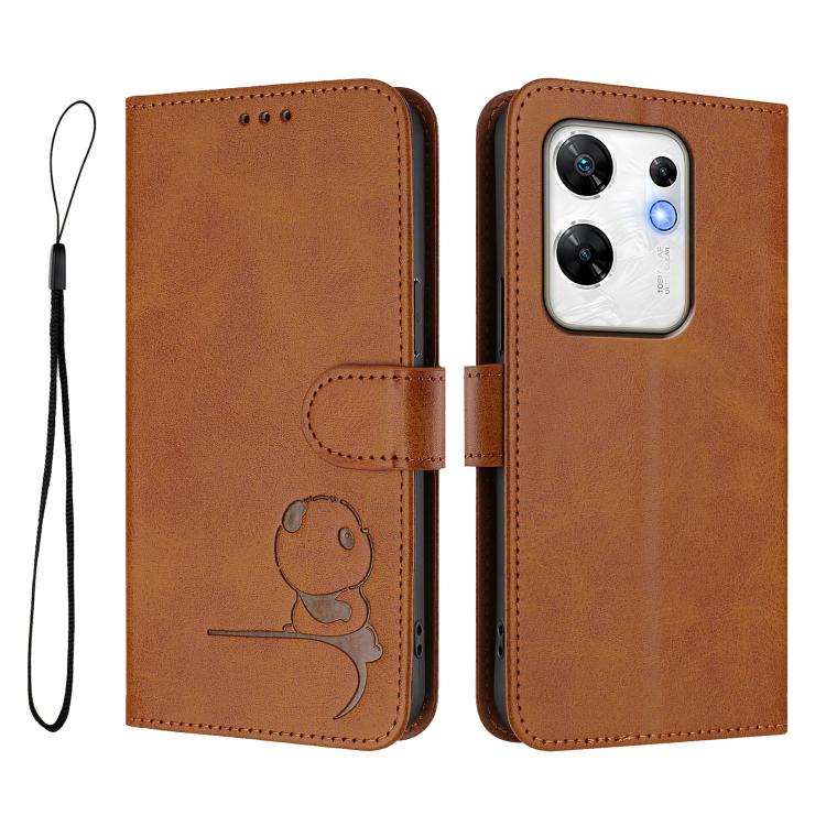 For Infinix Zero 30 4G Litter Panda Embossing RFID Leather Phone Case with Lanyard