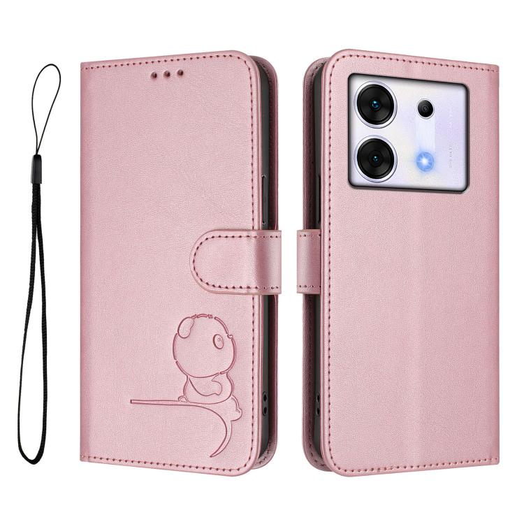 For Infinix Zero 30 5G Litter Panda Embossing RFID Leather Phone Case with Lanyard