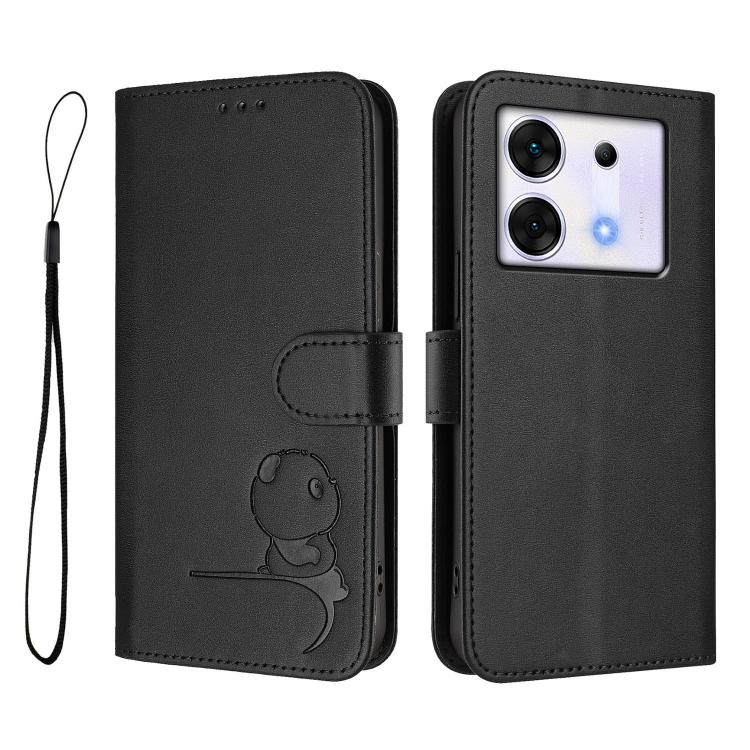 For Infinix Zero 30 5G Litter Panda Embossing RFID Leather Phone Case with Lanyard
