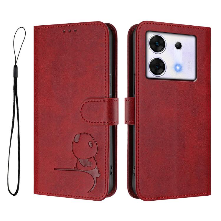 For Infinix Zero 30 5G Litter Panda Embossing RFID Leather Phone Case with Lanyard