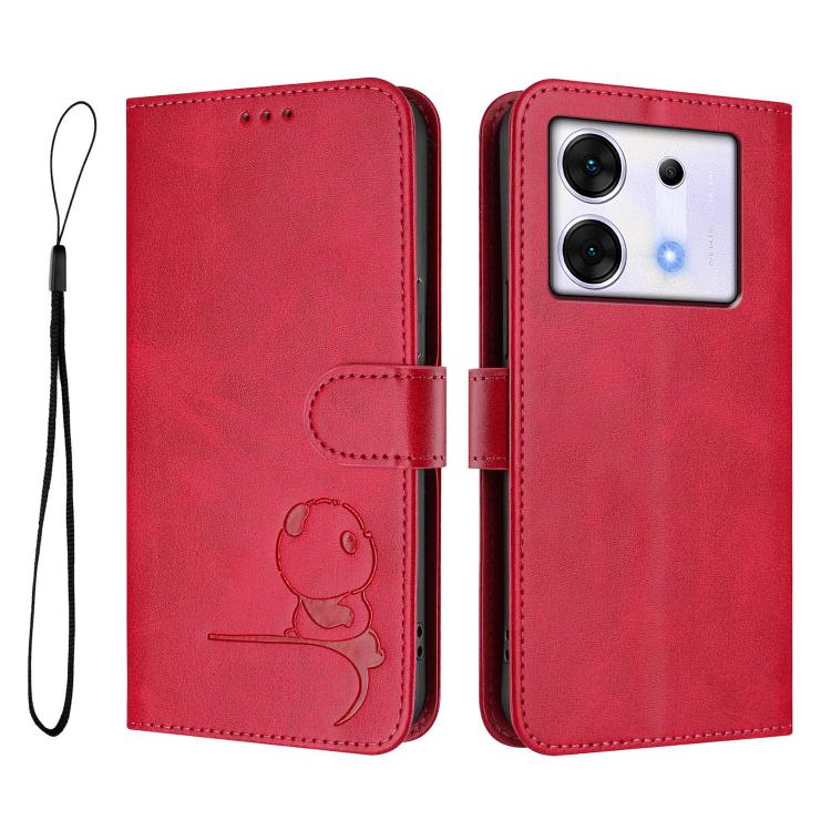 For Infinix Zero 30 5G Litter Panda Embossing RFID Leather Phone Case with Lanyard