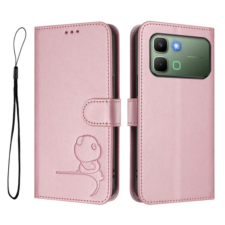 For Infinix Note Edge 5G Litter Panda Embossing RFID Leather Phone Case with Lanyard