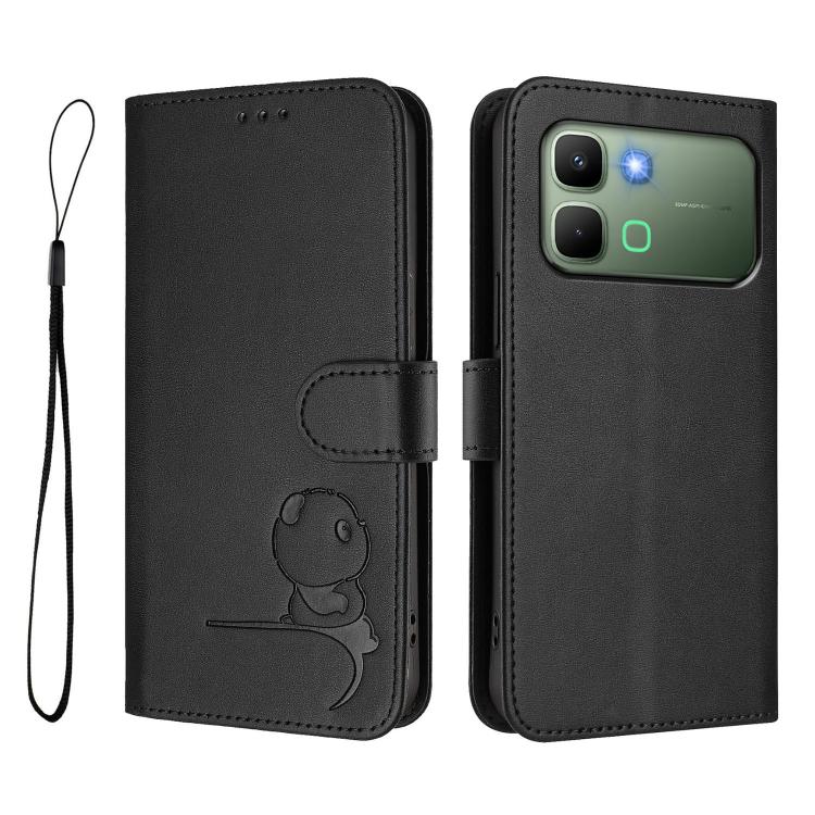 For Infinix Note Edge 5G Litter Panda Embossing RFID Leather Phone Case with Lanyard