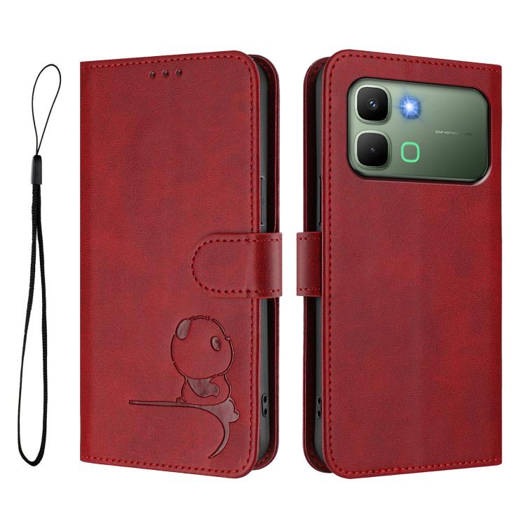 For Infinix Note Edge 5G Litter Panda Embossing RFID Leather Phone Case with Lanyard