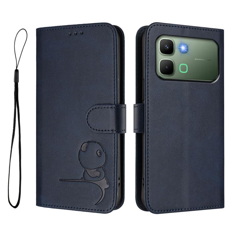 For Infinix Note Edge 5G Litter Panda Embossing RFID Leather Phone Case with Lanyard