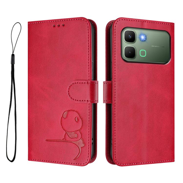 For Infinix Note Edge 5G Litter Panda Embossing RFID Leather Phone Case with Lanyard