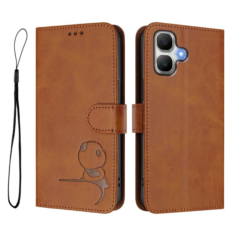 For Infinix Smart 20 4G Litter Panda Embossing RFID Leather Phone Case with Lanyard