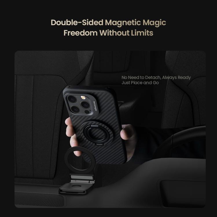 NILLKIN NKL13 FiberSnap 360 Degree Rotating Double-Sided Magnetic Finger Ring Phone Holder - Black