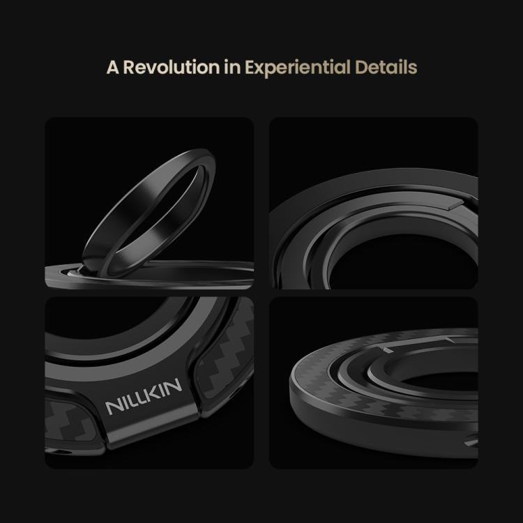 NILLKIN NKL13 FiberSnap 360 Degree Rotating Double-Sided Magnetic Finger Ring Phone Holder - Black