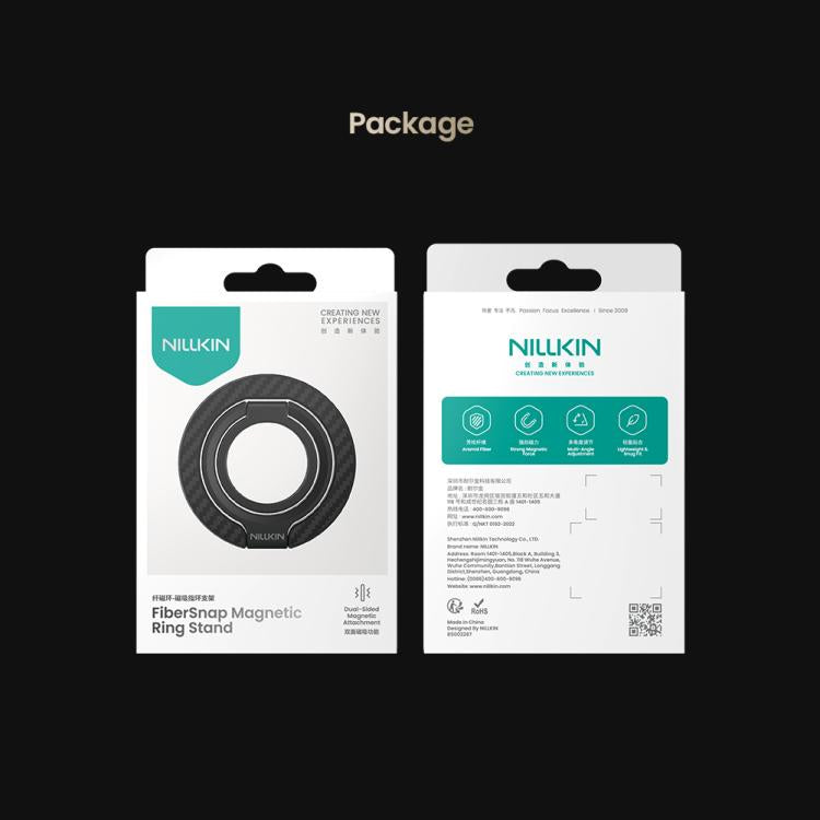 NILLKIN NKL13 FiberSnap 360 Degree Rotating Double-Sided Magnetic Finger Ring Phone Holder - Black