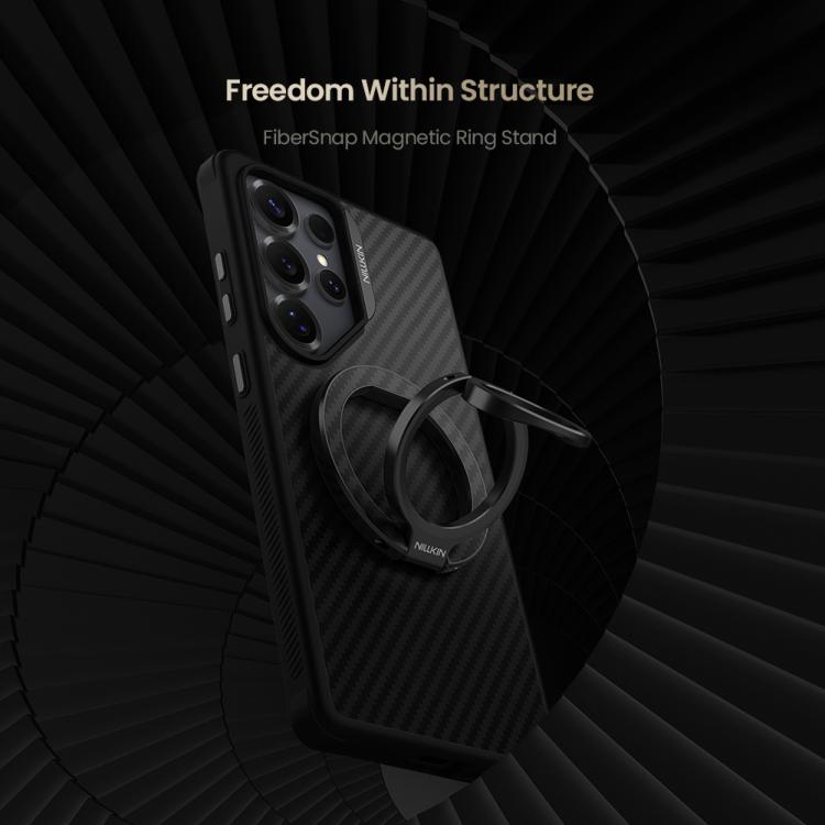 NILLKIN NKL13 FiberSnap 360 Degree Rotating Double-Sided Magnetic Finger Ring Phone Holder - Black