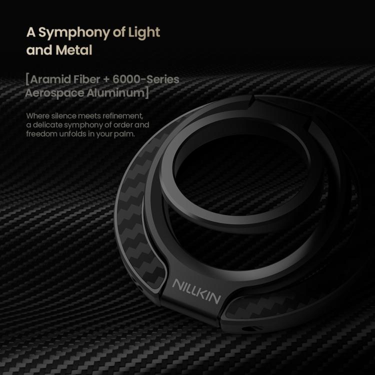 NILLKIN NKL13 FiberSnap 360 Degree Rotating Double-Sided Magnetic Finger Ring Phone Holder - Black