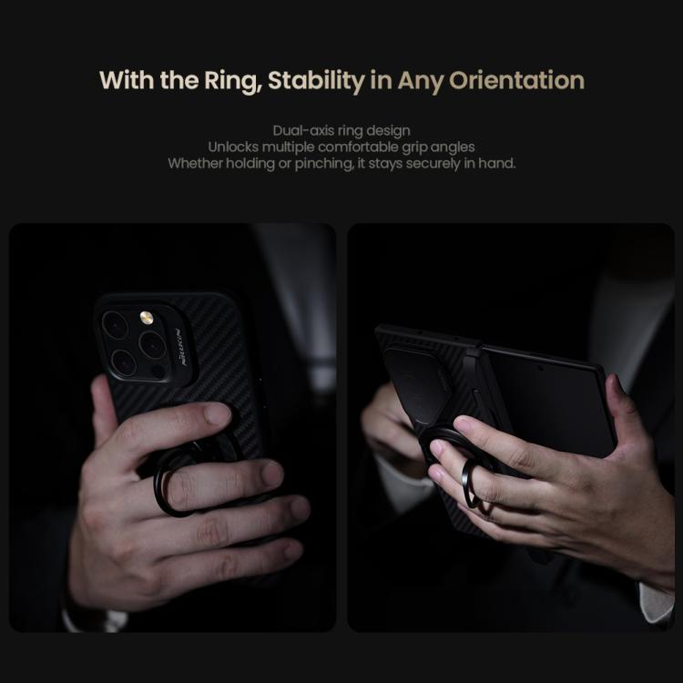 NILLKIN NKL13 FiberSnap 360 Degree Rotating Double-Sided Magnetic Finger Ring Phone Holder - Black