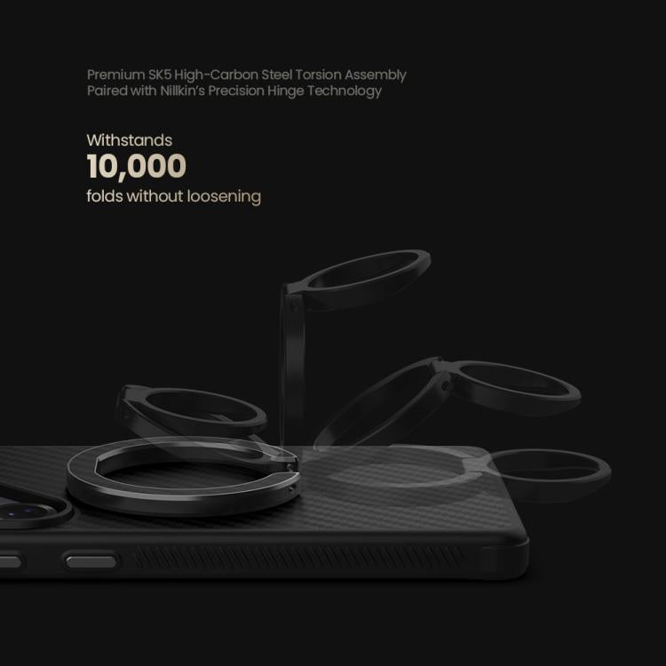 NILLKIN NKL13 FiberSnap 360 Degree Rotating Double-Sided Magnetic Finger Ring Phone Holder - Black