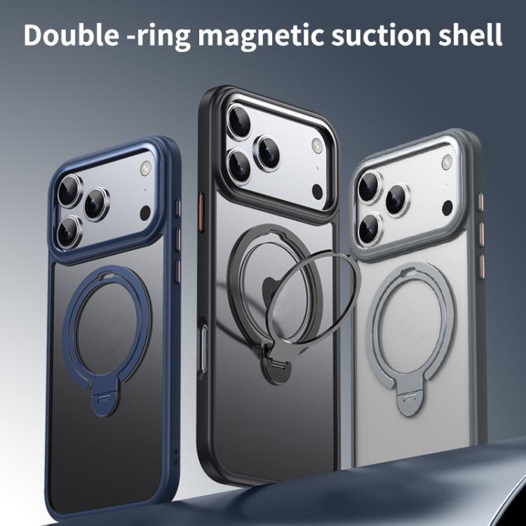 For iPhone 17 Pro Double Ring MagSafe Magnetic Holder Phone Case