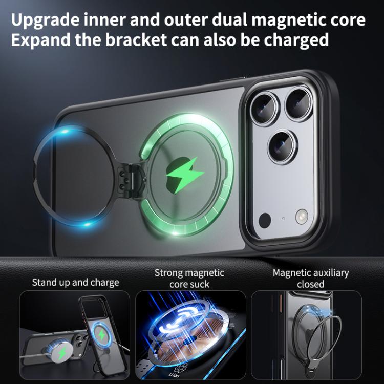 For iPhone 17 Pro Double Ring MagSafe Magnetic Holder Phone Case