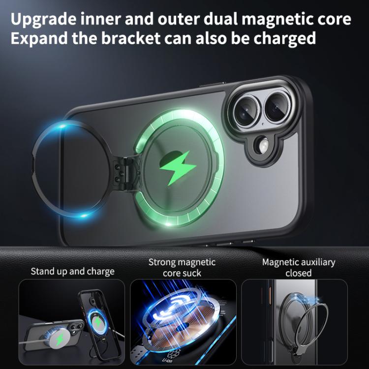 For iPhone 17 Double Ring MagSafe Magnetic Holder Phone Case