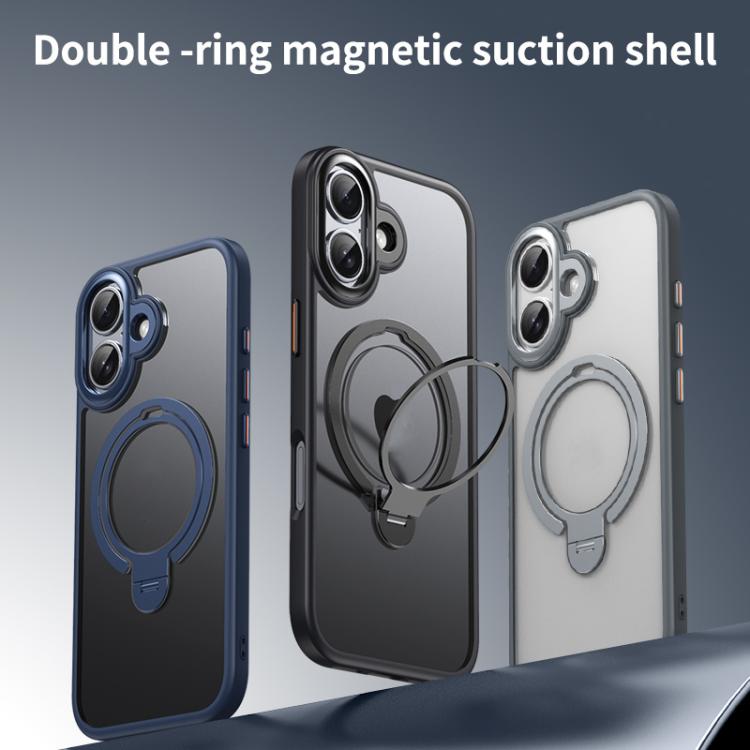 For iPhone 17 Double Ring MagSafe Magnetic Holder Phone Case