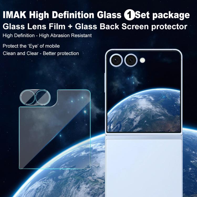 For Samsung Galaxy Z Flip7 5G 1 Sets imak Lens Film + Glass Rear Screen Sticker
