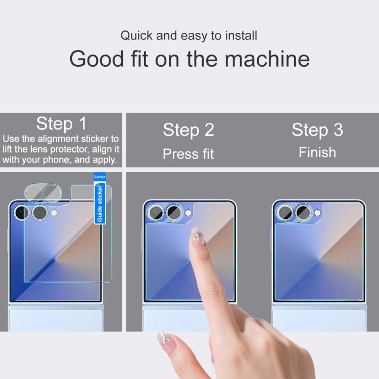 For Samsung Galaxy Z Flip7 5G 1 Sets imak Lens Film + Glass Rear Screen Sticker