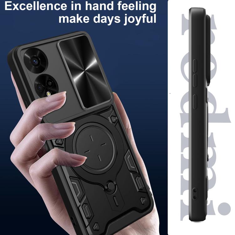 For TCL 50 5G CD Texture Sliding Camshield Magnetic Holder Phone Case