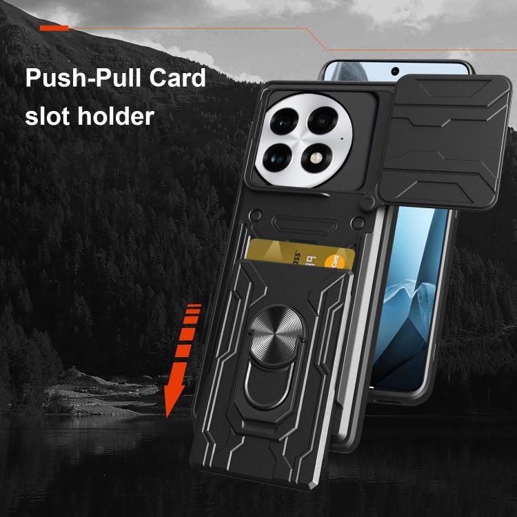 For OnePlus 13 5G Sliding Camshield TPU+PC Phone Case with Card Slot