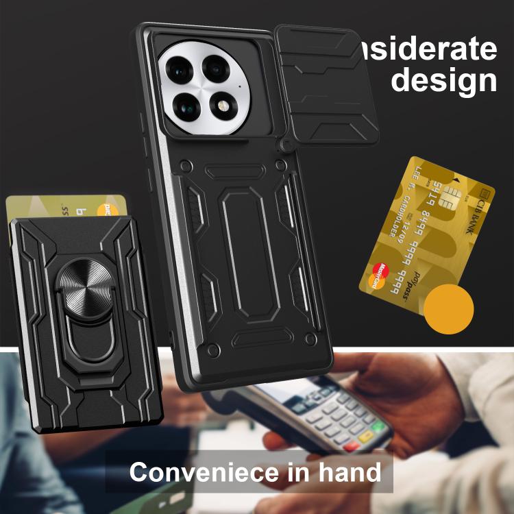 For OnePlus 13 5G Sliding Camshield TPU+PC Phone Case with Card Slot