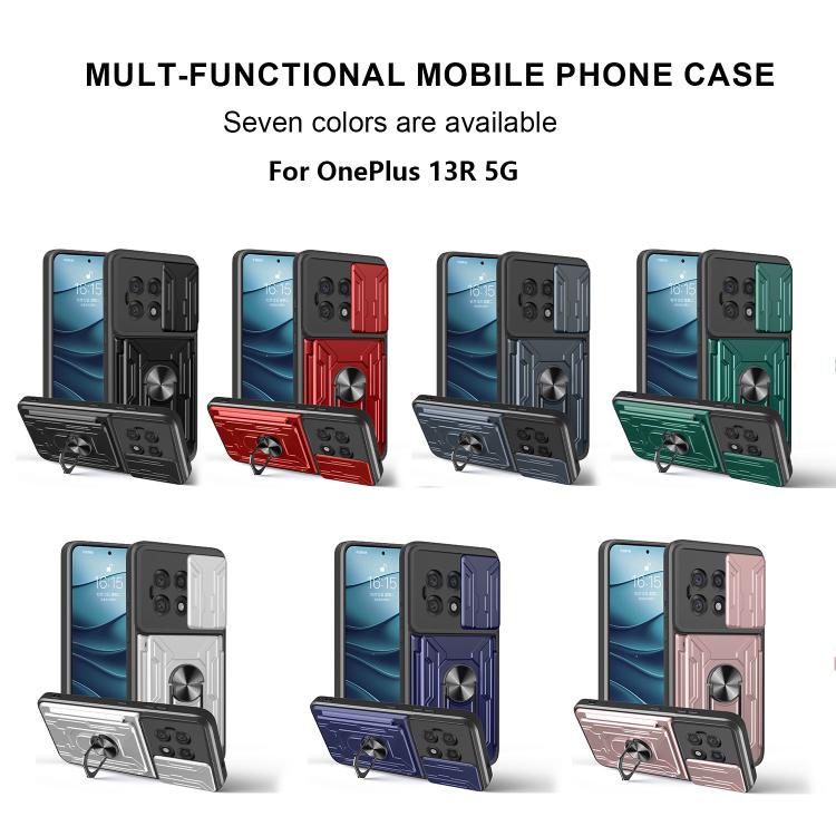 For OnePlus 13R 5G Sliding Camshield TPU+PC Phone Case with Card Slot