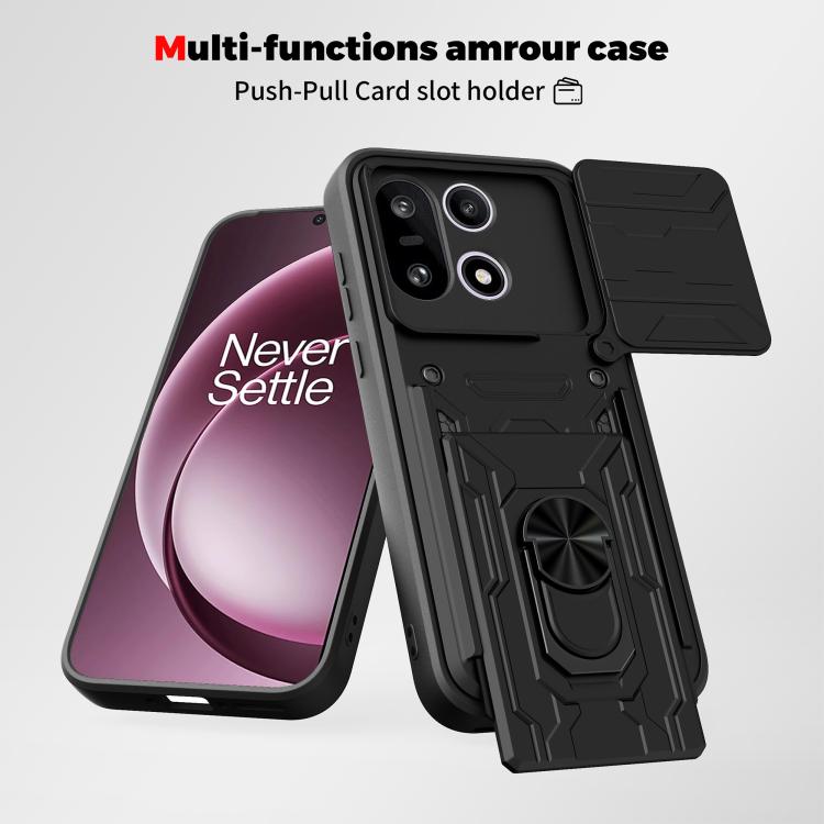 For OnePlus 15 5G Sliding Camshield TPU+PC Phone Case with Card Slot