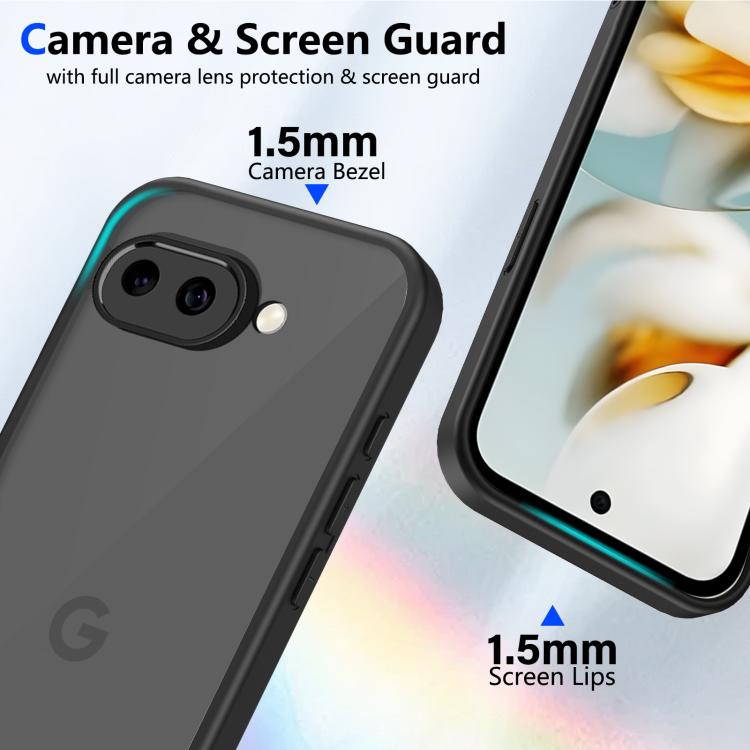 For Google Pixel 9a Skin Feel Frosted PC+TPU Shockproof Phone Case - Transparent Black