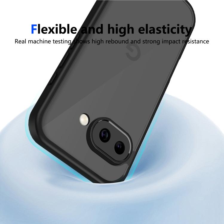 For Google Pixel 9a Skin Feel Frosted PC+TPU Shockproof Phone Case - Transparent Black