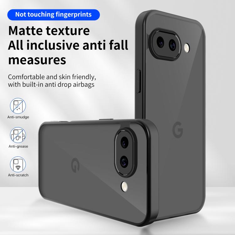 For Google Pixel 9a Skin Feel Frosted PC+TPU Shockproof Phone Case - Transparent Black
