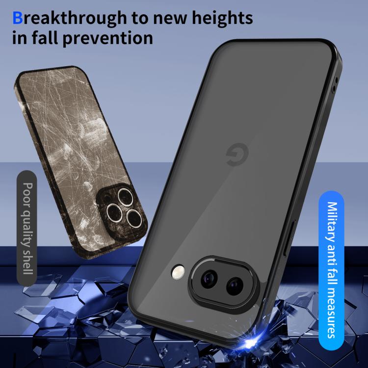 For Google Pixel 9a Skin Feel Frosted PC+TPU Shockproof Phone Case - Transparent Black