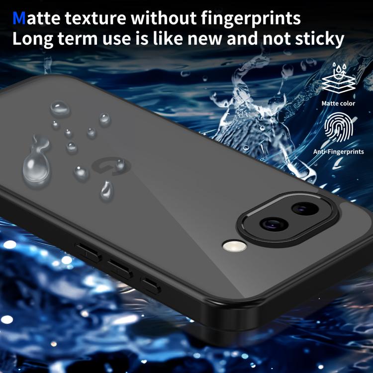 For Google Pixel 9a Skin Feel Frosted PC+TPU Shockproof Phone Case - Transparent Black