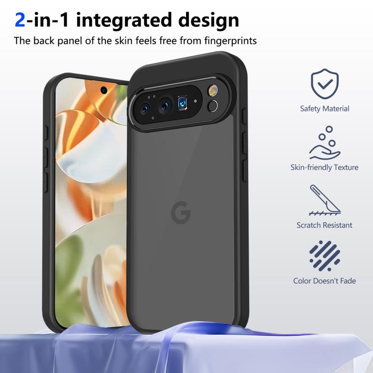 For Google Pixel 10 Pro Skin Feel Frosted PC+TPU Shockproof Phone Case - Transparent Black