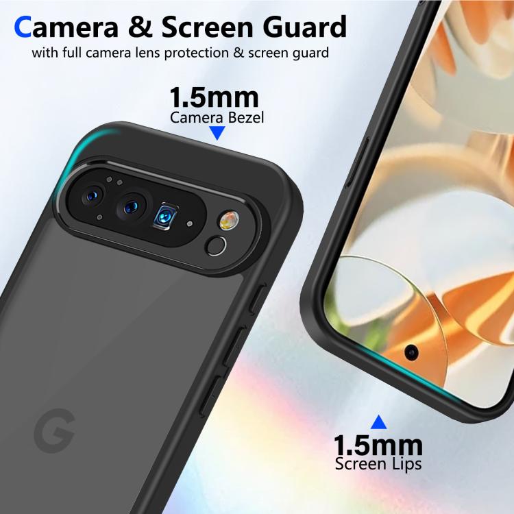 For Google Pixel 10 Pro Skin Feel Frosted PC+TPU Shockproof Phone Case - Transparent Black