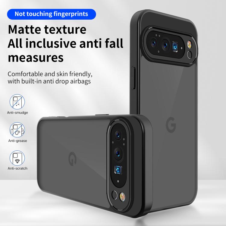For Google Pixel 10 Pro Skin Feel Frosted PC+TPU Shockproof Phone Case - Transparent Black