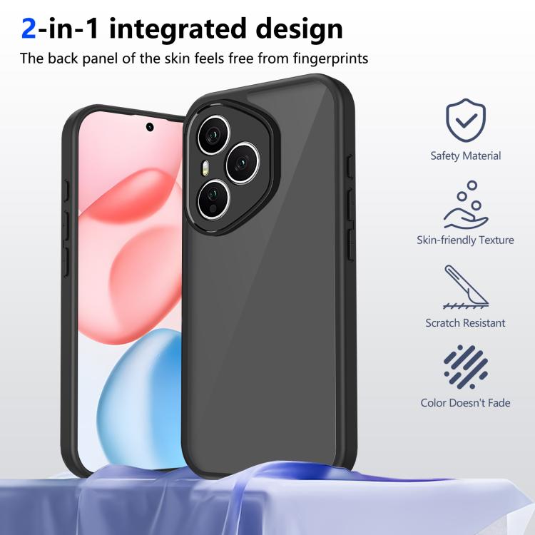 For Honor 400 Pro Global 160.8mm Skin Feel Frosted PC+TPU Shockproof Phone Case - Transparent Black