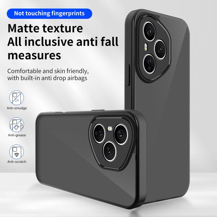 For Honor 400 Pro Global 160.8mm Skin Feel Frosted PC+TPU Shockproof Phone Case - Transparent Black