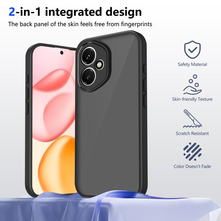 For Honor 400 Global 156.5mm Skin Feel Frosted PC+TPU Shockproof Phone Case - Transparent Black