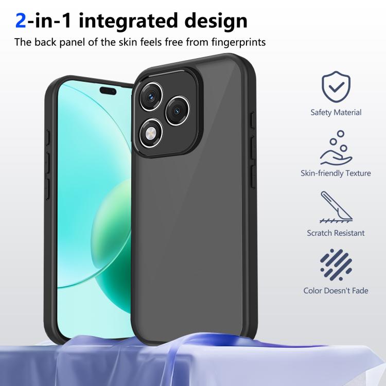 For Honor 400 Lite Global Skin Feel Frosted PC+TPU Shockproof Phone Case - Transparent Black